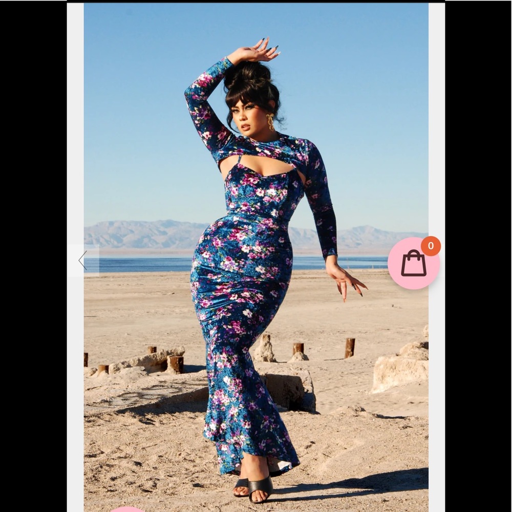 Tracey lords supreme maxi in velvet floral with removable bolero